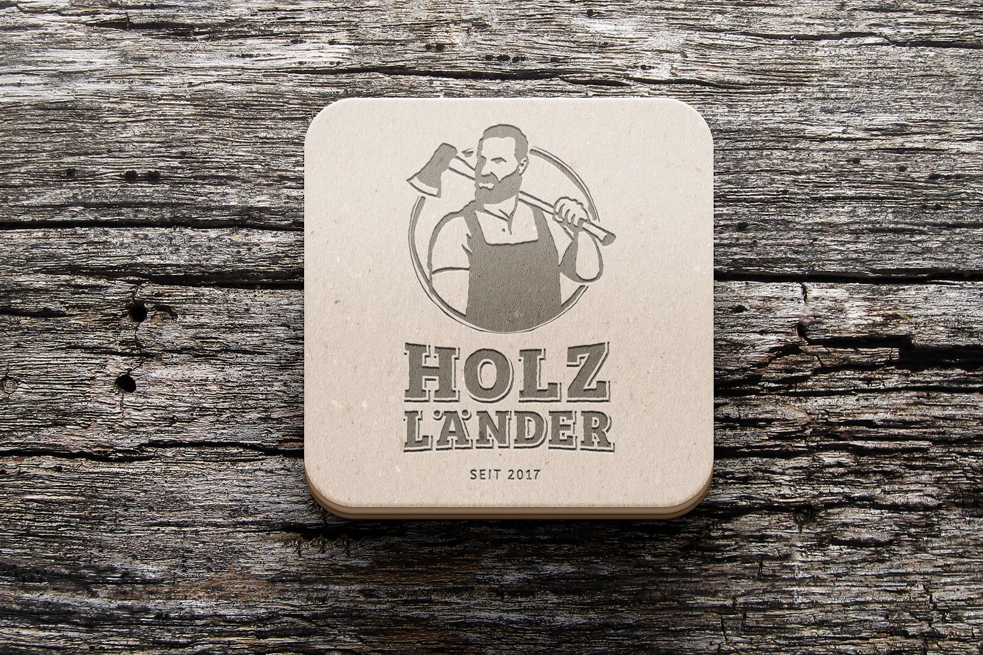 Untersetzer mit dem Logo der Marke Holzländer