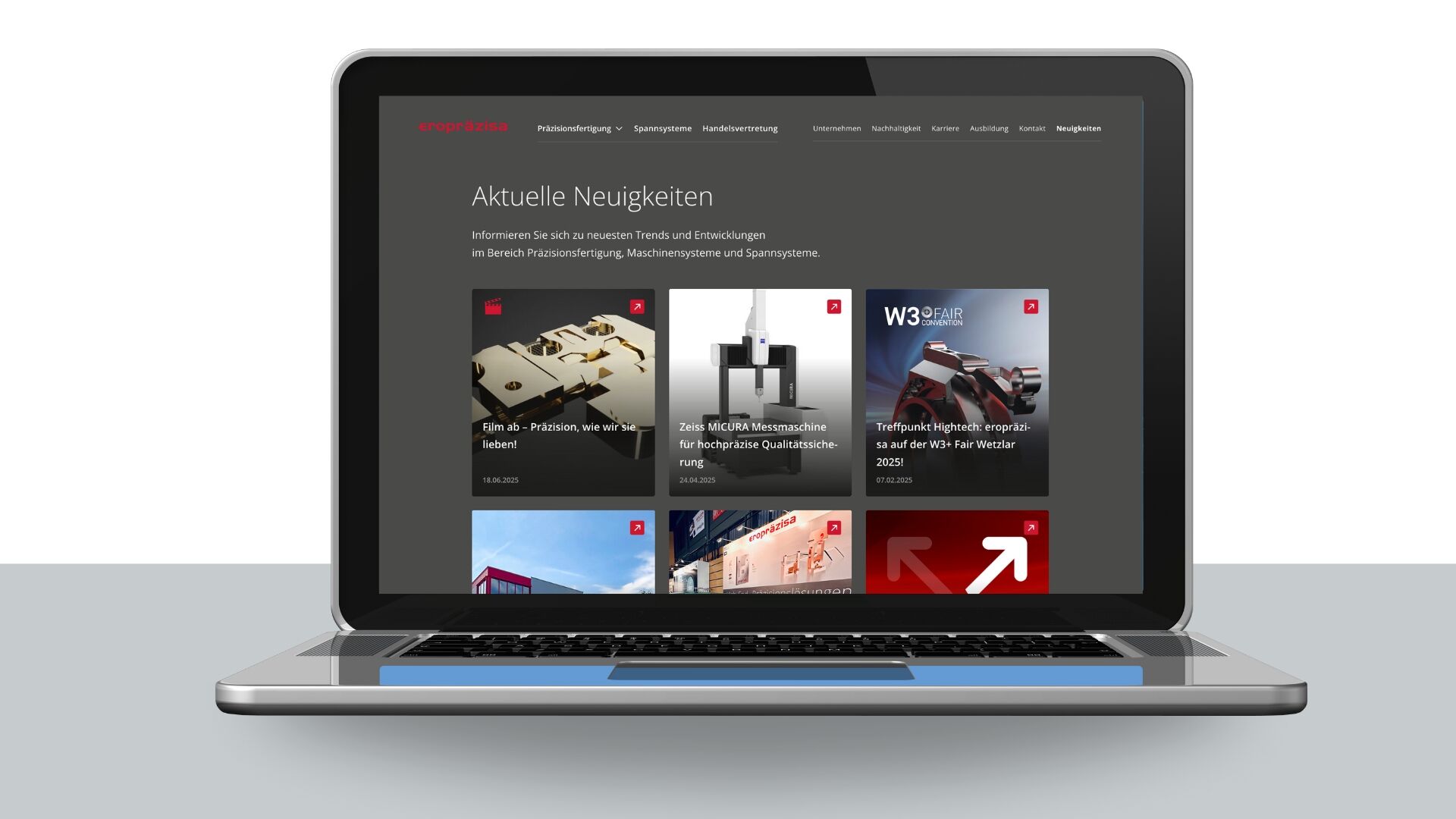Corporate Website: Mockup Laptop mit Newsseite