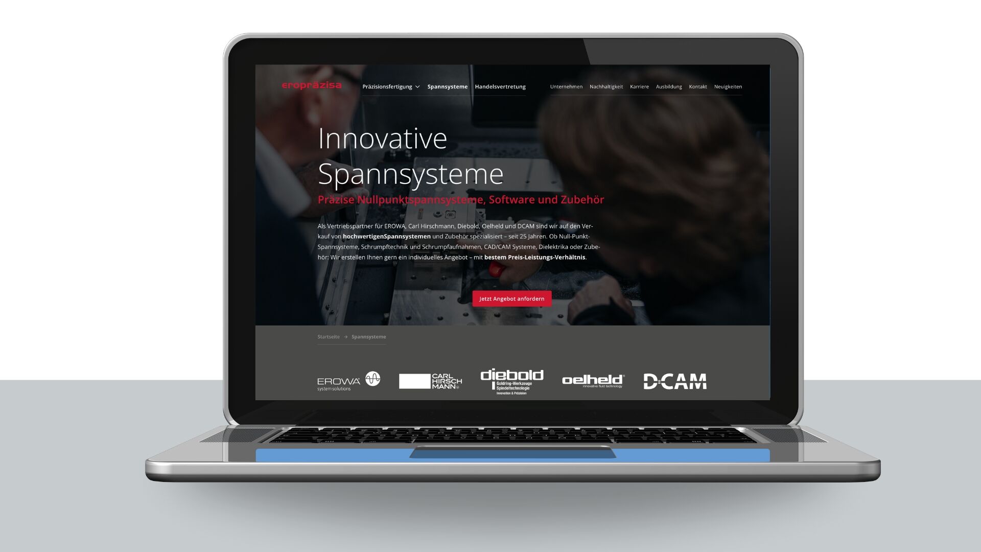 Corporate Website: Mockup Laptop mit Detailseite