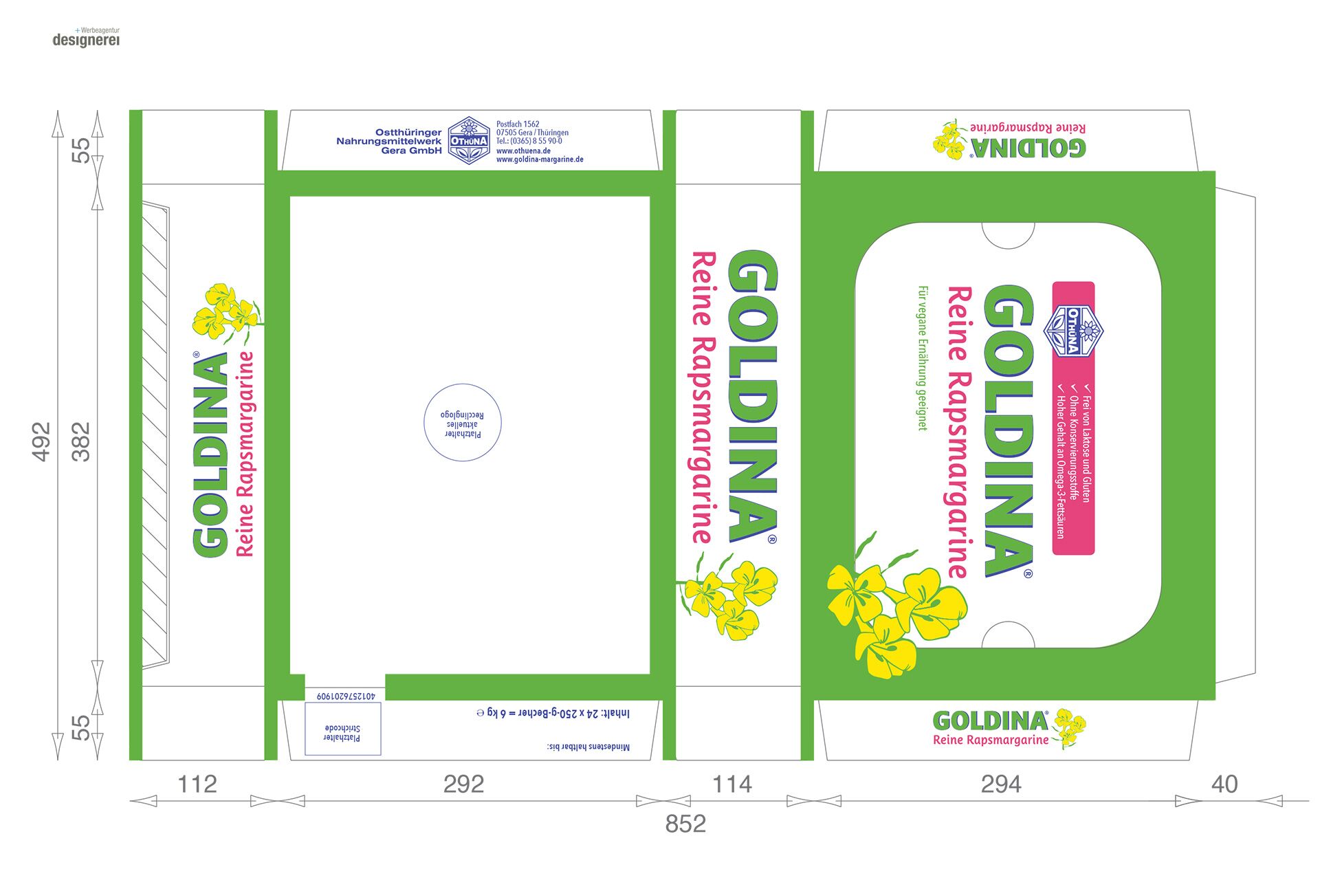 Entwurf einer Umverpackung für die Goldina Rapsmargarine im Rahmen des Markenrelaunch