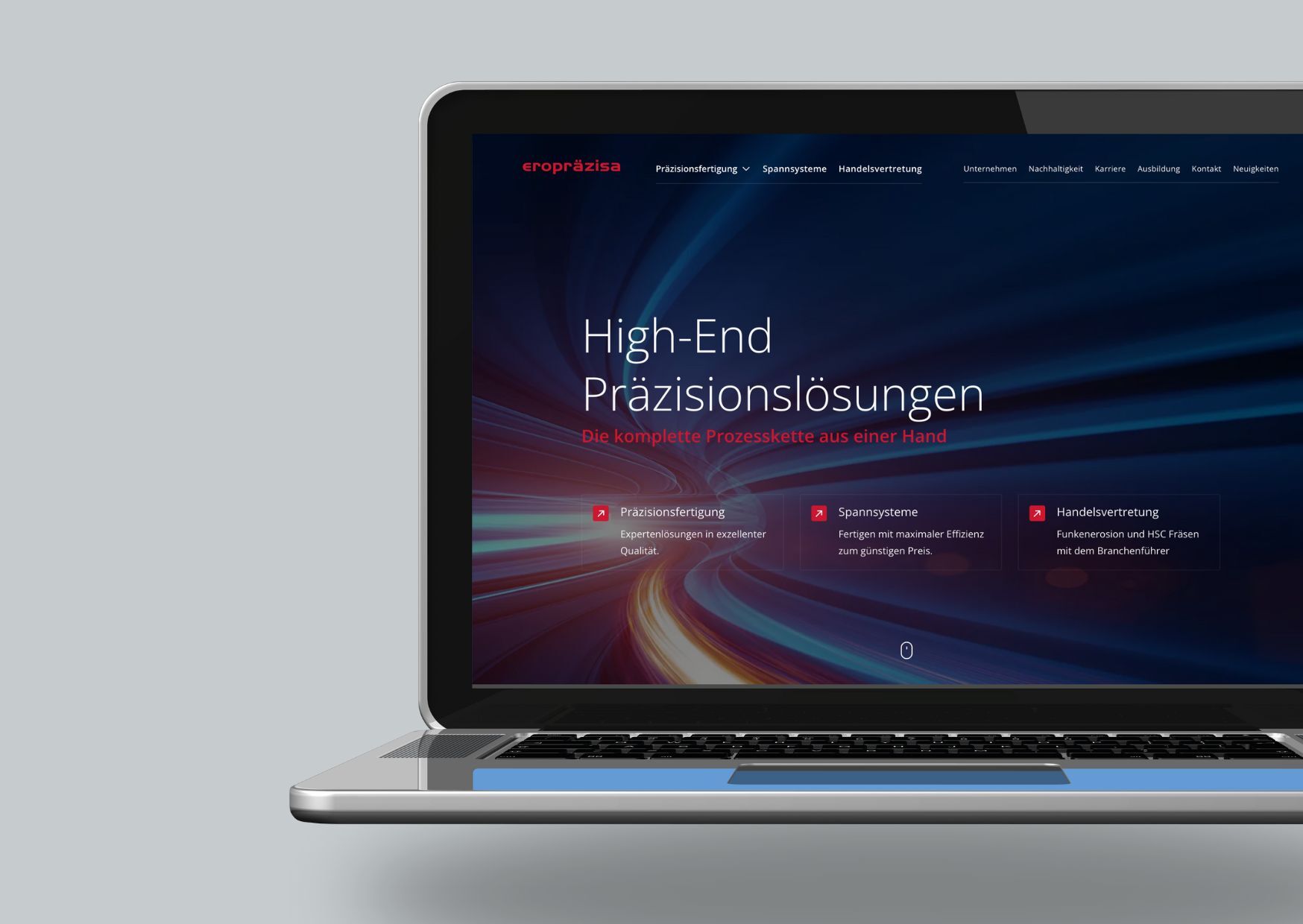 Corporate Website: Mockup Laptop mit Detailseite