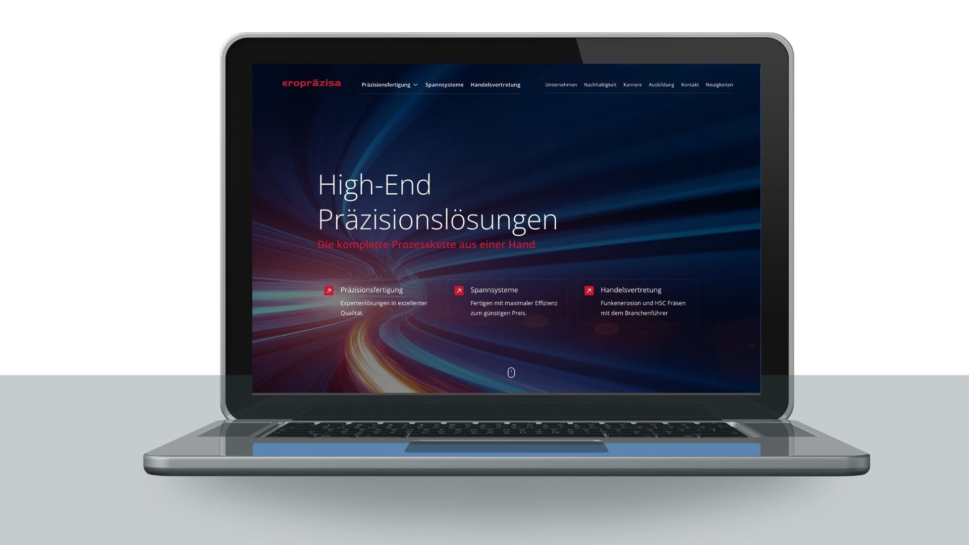 Corporate Website: Mockup Laptop mit Startseite