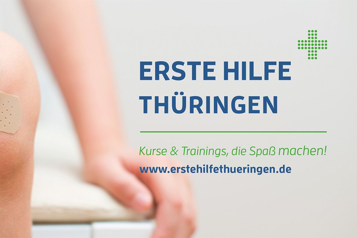 Motivbild für die Kurse und Trainings der Ersten Hilfe Thüringen, entwickelt von der designerei Werbeagentur