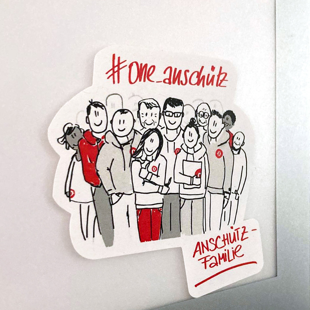 Zukunftsbild-Sticker, illustrierte „Anschütz-Familie”